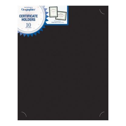 Picture of Geographics Recycled Certificate Holder - Black - 30% Recycled - 10 / Pack