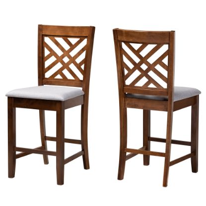 Picture of Baxton Studio Caron Counter Stools, Gray/Walnut, Set Of 2 Stools