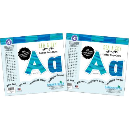 Picture of Barker Creek Letter Pop-Outs, 4in, Sea & Sky, 255 Characters Per Pack, Set Of 2 Packs