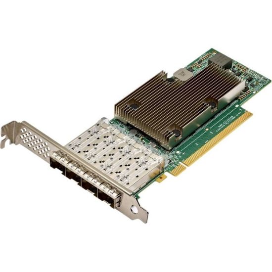 Picture of Broadcom Quad-Port 25 Gb/s SFP28 Ethernet PCI Express 4.0 x16 Network Interface Card - PCI Express 4.0 x16 - 4 Port(s) - Optical Fiber - 25GBase-X - Plug-in Card