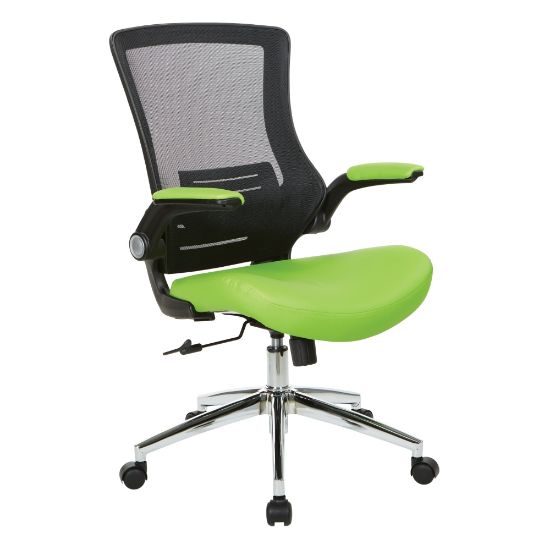 Picture of Office Star Work Smart Faux Leather Screen-Back Manager Chair With Padded Flip Arms, Green