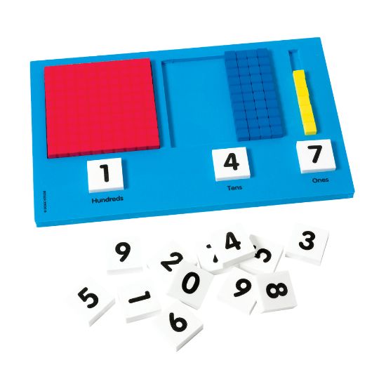 Picture of Didax Base-Ten Place Value Frame, 7inH x 11inW x 1inD, Blue