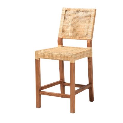 Picture of bali & pari Lesia Counter Stool, Natural Brown/Walnut Brown