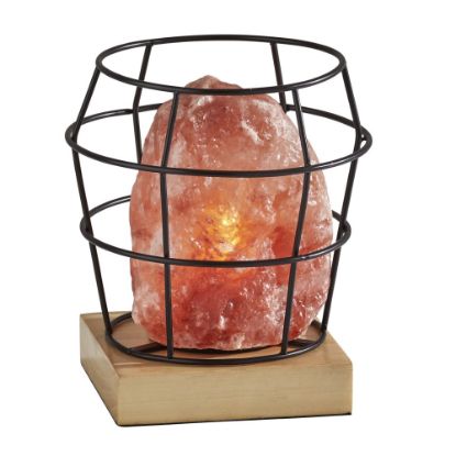 Picture of Adesso Simplee Faith Himalayan Salt Table Lamp, 8inH, Black Shade/Natural Base