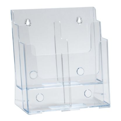 Picture of Azar Displays 2-Tier 4-Pocket Plastic Trifold Brochure Holder, 11-1/4inH x 9-1/4inW x 5inD, Clear