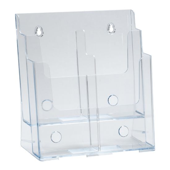 Picture of Azar Displays 2-Tier 4-Pocket Plastic Trifold Brochure Holder, 11-1/4inH x 9-1/4inW x 5inD, Clear