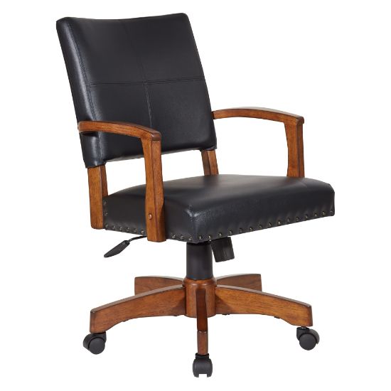 Picture of Office Star Deluxe Ergonomic Wood Mid-Back Bankers Chair, Black