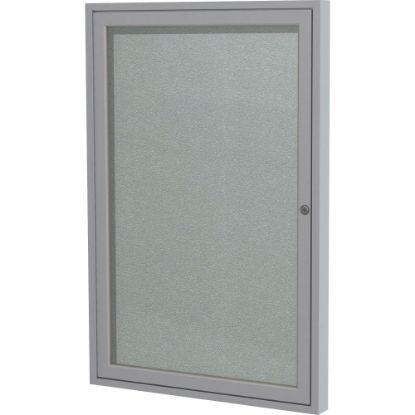 Picture of Ghent 1 Door Enclosed Vinyl Bulletin Board, Satin Aluminum Frame, 36inH x 24inW, Silver