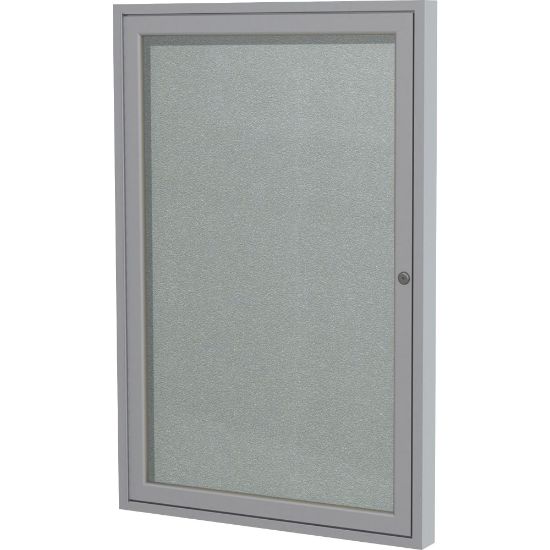 Picture of Ghent 1 Door Enclosed Vinyl Bulletin Board, Satin Aluminum Frame, 36inH x 24inW, Silver