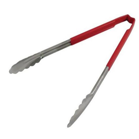 Picture of Vollrath 12in Tongs With Antimicrobial Protection, Red