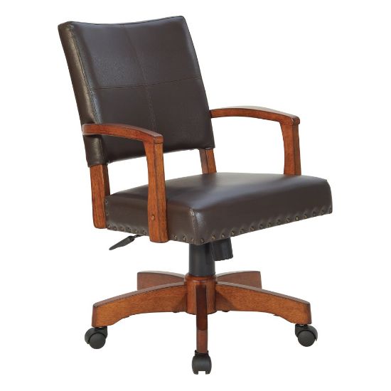 Picture of Office Star Deluxe Ergonomic Wood Mid-Back Bankers Chair, Espresso