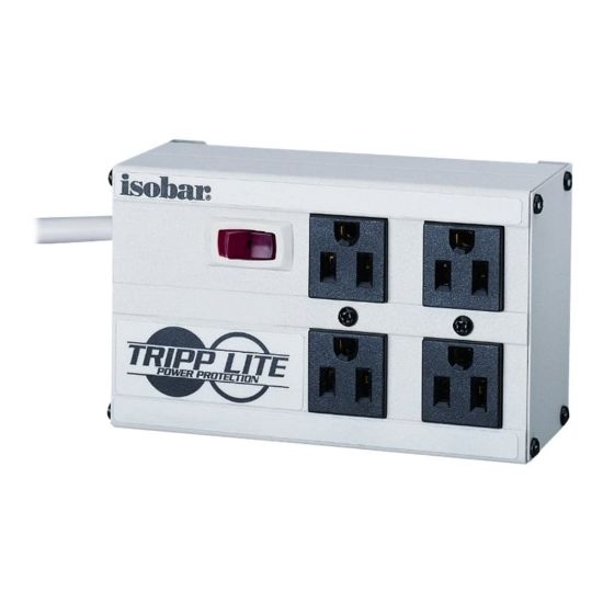 Picture of Tripp Lite Isobar Surge Protector Metal 4 Outlet 6ft Cord 3330 Joules - Surge protector - AC 120 V - output connectors: 4 - United States - white