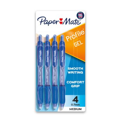 Picture of Paper Mate Gel Pen, Profile Retractable Pen, 0.7mm, Blue, 4 Count