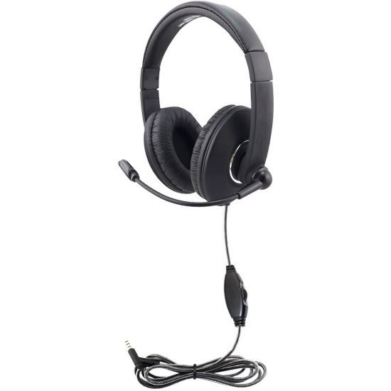 Picture of Hamilton Buhl Smart-Trek Mini Headset With In-Line Volume Control and 3.5mm TRRS Plug - Stereo - Mini-phone (3.5mm) - Wired - 32 Ohm - 50 Hz - 20 kHz - Over-the-head - Binaural - Ear-cup - 5 ft Cable - Black, Silver