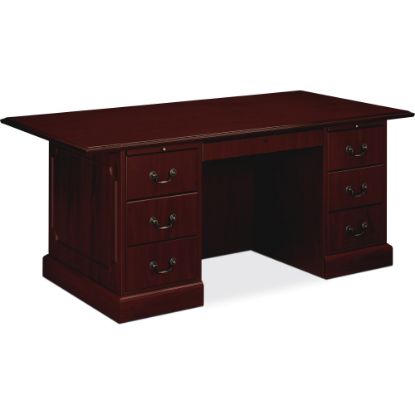 Picture of HON 94000 72inW Double-Pedestal Computer Desk, Mahogany