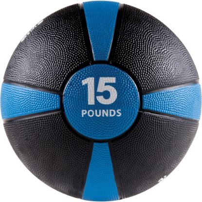 Picture of GoFit Medicine Ball (15 lbs., Black and Blue) - Black, Blue - Rubber