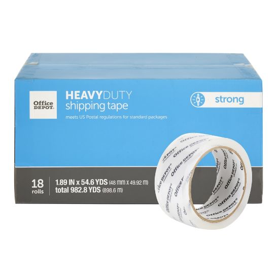 Picture of Office Depot Brand Heavy Duty Shipping Packing Tape, 1.89in x 54.6 Yd, Crystal Clear, Pack Of 18 Rolls