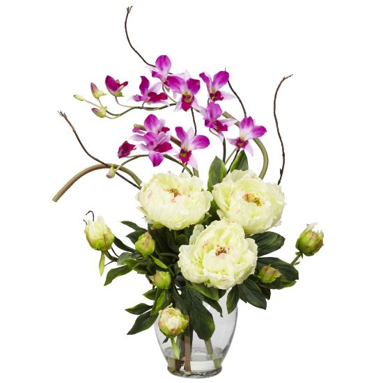 Picture of Nearly Natural 21 1/2inH Silk Peony & Orchid Arrangement With Vase