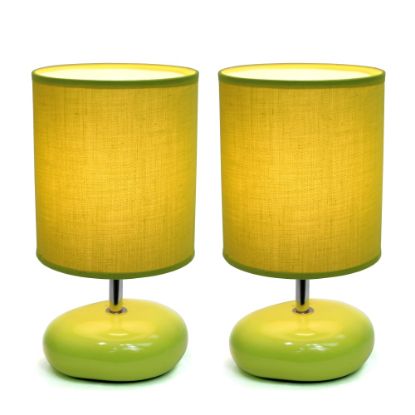 Picture of Simple Designs Stonies Small Stone Look Table Bedside Lamp 2 Pack, Green