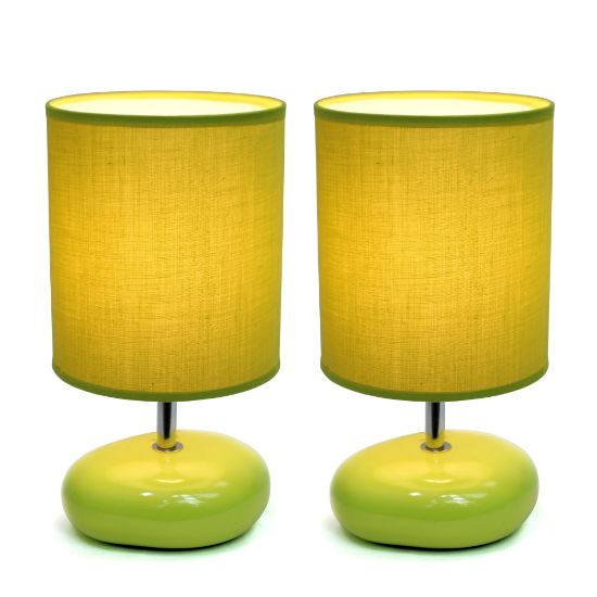 Picture of Simple Designs Stonies Small Stone Look Table Bedside Lamp 2 Pack, Green