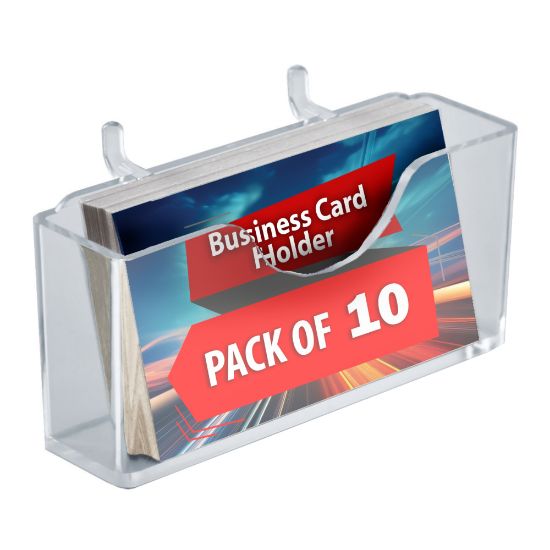 Picture of Azar Displays Horizontal Business Card Holders, 4inH x 4-1/8inW x 7/8inD, Clear, Pack Of 10 Holders