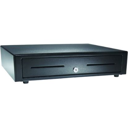 Picture of APG Cash Drawer Vasario 1616 Cash Drawer - 5 Bill - 5 Coin - 2 Media Slot - USB, - Steel, Plastic - Black - 4.3in Height x 16.2in Width x 16.3in Depth