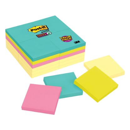 Picture of Post-it Super Sticky Notes, 3 in x 3 in, 24 Pads, 90 Sheets/Pad, 2x the Sticking Power, Supernova Neons Collection