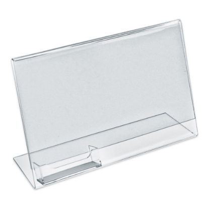 Picture of Azar Displays Acrylic Horizontal L-Shaped Sign Holders With Business Card Pocket, 8-1/2inH x 11inW x 3inD, Clear, Pack Of 10 Holders