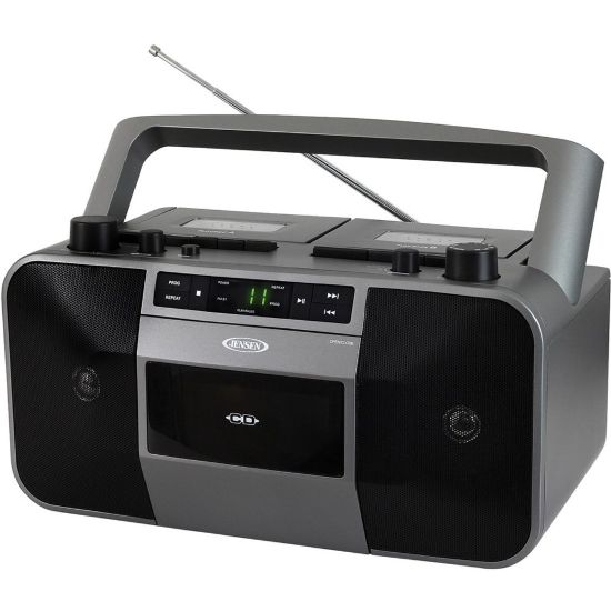 Picture of JENSEN Portable Stereo CD Player Dual Cassette Deck Recorder with AM/FM Radio - 1 x Disc Integrated Stereo Speaker - Gray LED - CD-DA, MP3 - Auxiliary Input