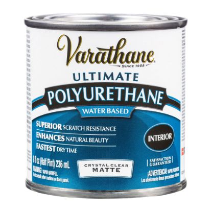 Picture of Varathane Ultimate Water-Based Polyurethane, 8 Oz, Crystal Clear Matte, Pack Of 4 Cans