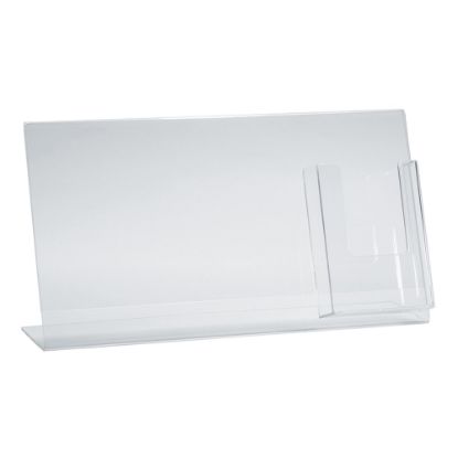 Picture of Azar Displays Acrylic Horizontal/Vertical L-Shaped Sign Holders With Brochure Pocket, 8-1/2inH x 16inW x 3inD, Clear, Pack Of 2 Holders