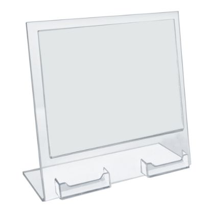 Picture of Azar Displays Slanted Sign Holders With 2 Business Card Pockets, 8-1/2inH x 11inW x 3inD, Clear, Pack Of 2 Holders