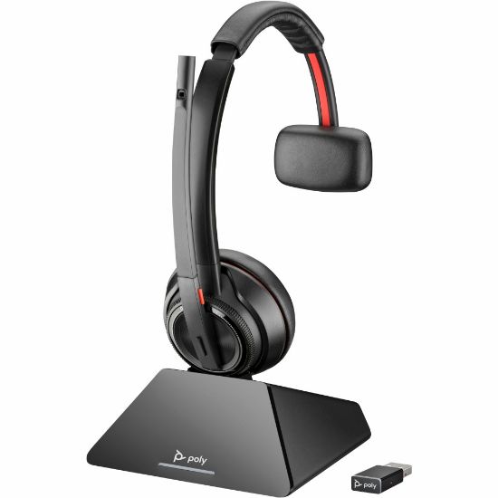 Picture of Poly Savi 8210 UC Microsoft Teams Certified DECT 1920-1930 MHz USB-A Headset - Mono - Wireless - Bluetooth/DECT - 590.6 ft - 20 Hz - 20 kHz - On-ear, Over-the-head - Monaural - Ear-cup - Omni-directional, Noise Cancelling Microphone