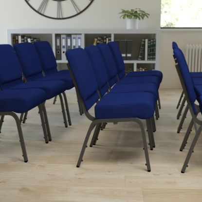 Picture of Flash Furniture HERCULES Series 21inW Stackable Church Chair, Navy Blue/Silvervein