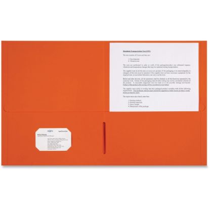 Picture of Sparco Leatherette Portfolio, 8-1/2in x 11in, 2 Pocket, Orange, Box of 25