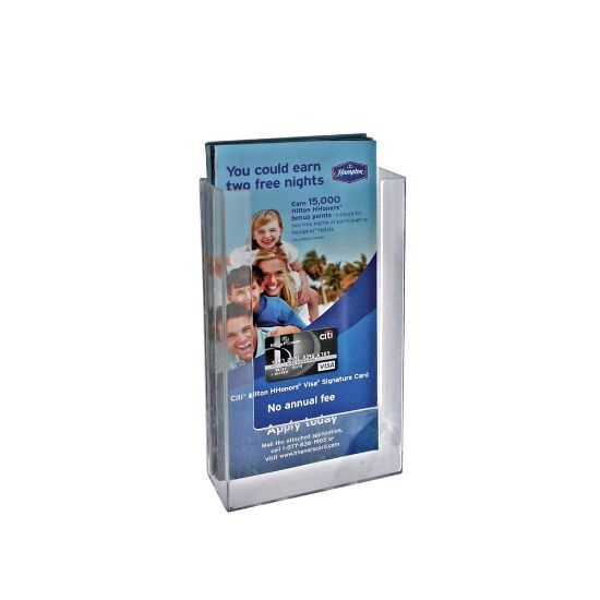 Picture of Azar Displays Trifold Wall-Mount Brochure Holders, 7-7/8inH x 4-3/8inW x 1-1/2inD, Clear, Pack Of 10 Holders