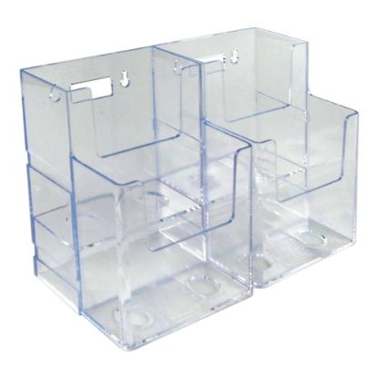 Picture of Azar Displays 2-Tier 4-Pocket Trifold Brochure Holders, 7inH x 9-3/8inW x 3-3/4inD, Clear, Pack Of 2 Holders