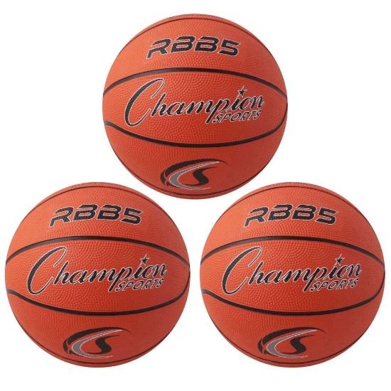 Picture of Champion Sports Rubber Basketballs, Mini Size 3, Orange/Black, Pack Of 3 Balls