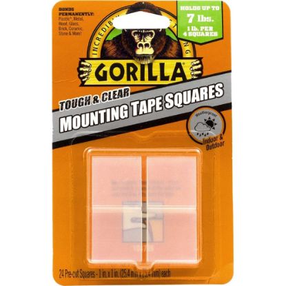 Picture of Gorilla Tough & Clear Mounting Squares - 1in Length x 1in Width - 1 / Pack - Clear