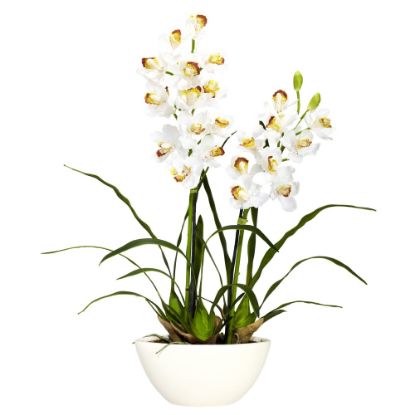 Picture of Nearly Natural 30inH Silk Cymbidium Flower Arrangement With Vase