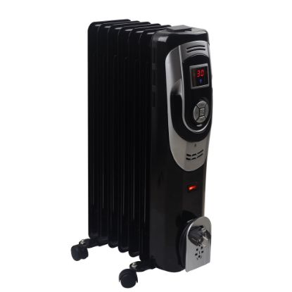 Picture of Optimus 1500-Watt Digital 7-Fins Oil-Filled Radiator Heater With Timer, 25in x 14in, Black