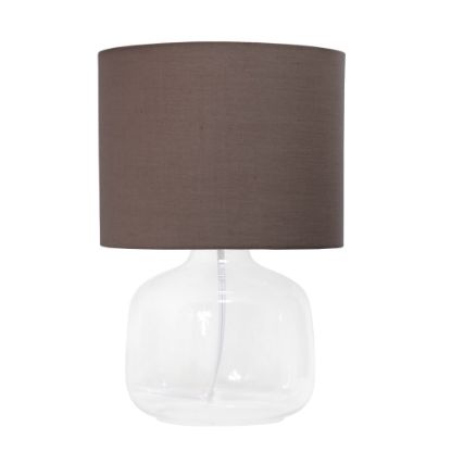 Picture of Simple Designs Glass Table Lamp, 13-3/4inH, Gray Shade/Clear Base