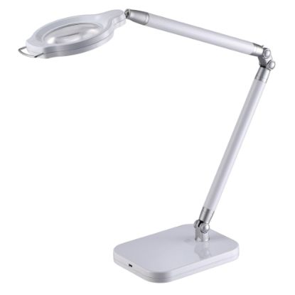 Picture of BLACK+DECKER PureOptics Summit Zoom Ultra Reach Magnifier LED Clamp-On Desk Lamp, Adjustable, 29inH, White