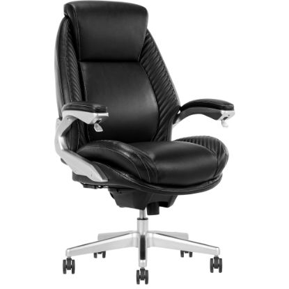 Picture of Serta iComfort i6000 Ergonomic Bonded Leather High-Back Executive Office Chair, Black/Silver