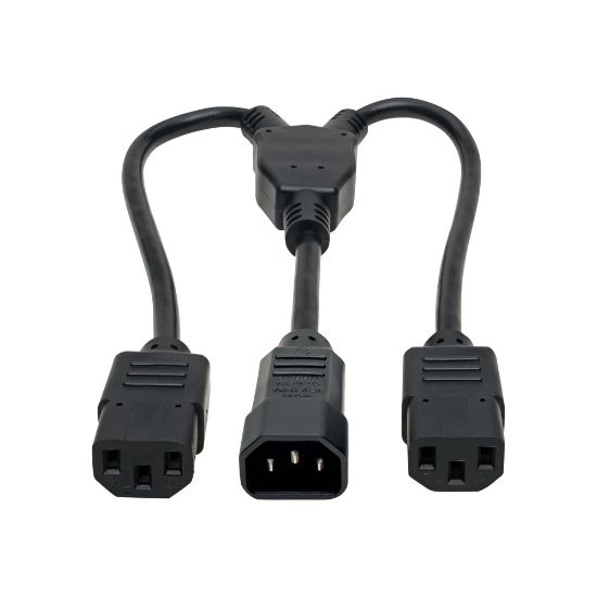 Picture of Eaton Tripp Lite Series Power Cord Splitter, C14 to 2xC13 PDU Style - 10A, 250V, 18 AWG, 18-in. (45.72 cm), Black - Power extension cable - IEC 60320 C14 to power IEC 60320 C13 - AC 100-250 V - 10 A - 1.6 ft - black