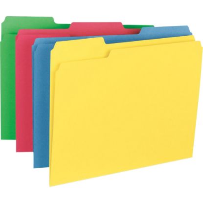 Picture of Business Source 1/3 Tab Cut Letter Top Tab File Folders - 8 1/2in x 11in - Assorted Tab Position - Assorted - 50 / Box