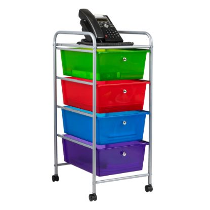 Picture of Mind Reader Rolling Utility Cart, 4-Drawer,  30inH x 15-1/4inW x 12-3/4inD, Multi-color