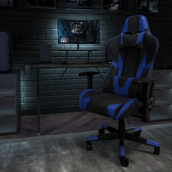 Picture of Flash Furniture X20 Ergonomic LeatherSoft High-Back Racing Gaming Chair, Blue