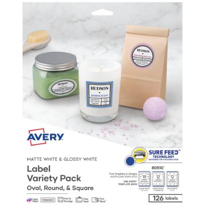 Picture of Avery Print-To-The-Edge Variety Pack, AVE80510, White, Pack Of 126