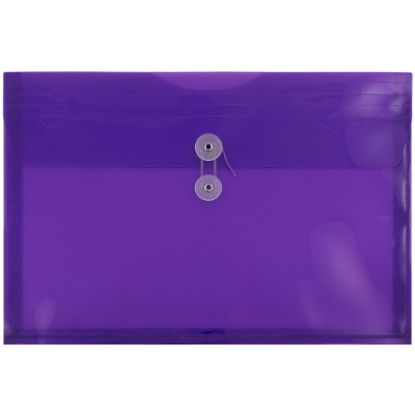 Picture of JAM Paper Plastic Booklet Envelopes, Legal-Size, 10 1/2in x 14 1/2in, Button & String Closure, Purple, Pack Of 12